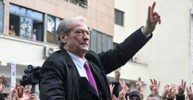 Sali Berisha in a suit
