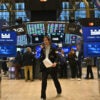 The floor of the New York Stock Exchange at the opening bell.