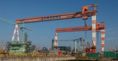 The dockyard at Samsung Heavy Industry in Geoje, South Korea