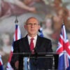 UK Defence Secretary John Healey speaks during a press conference at the AUKUS Defence Ministers Meeting at Old Royal Naval College, Greenwich, on September 26, 2024 in London, England. The AUKUS trilateral meeting of defence ministers from the UK, Australia and the US is held outside of the United States for the first time. Attending from the UK Defence Secretary, John Healey, Australian Deputy Prime Minister and Minister for Defence, Richard Marles, and US Secretary of Defense, Lloyd Austin.